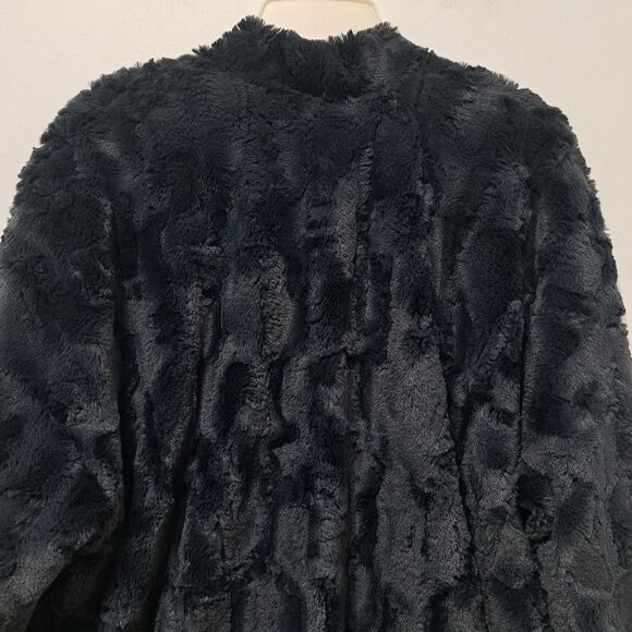 Tiny Edition For Anthropologie Faux Fur Open Front Jacket Medium Navy - Picture 16 of 17